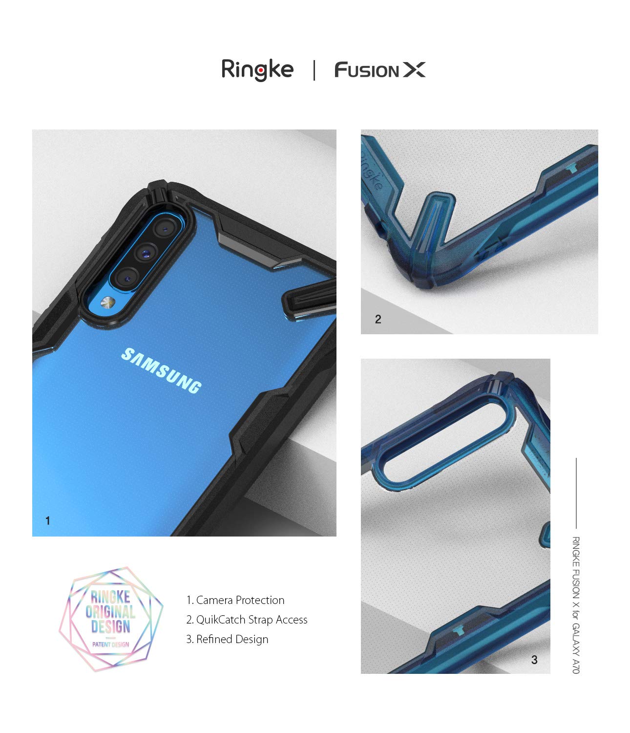 camera protection, quikcatch strap access hole, refined design