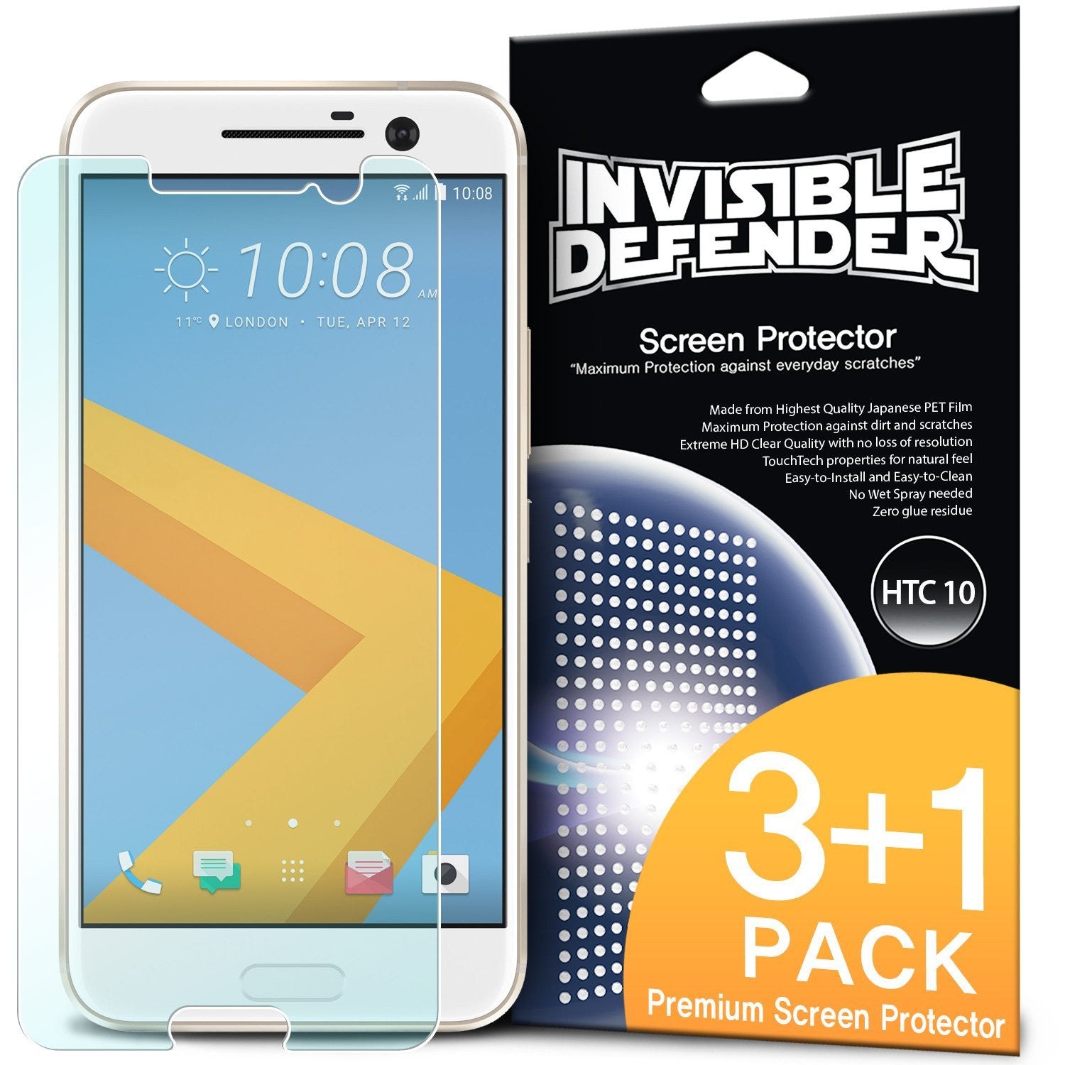 htc 10 invisible defender 3+1 pack