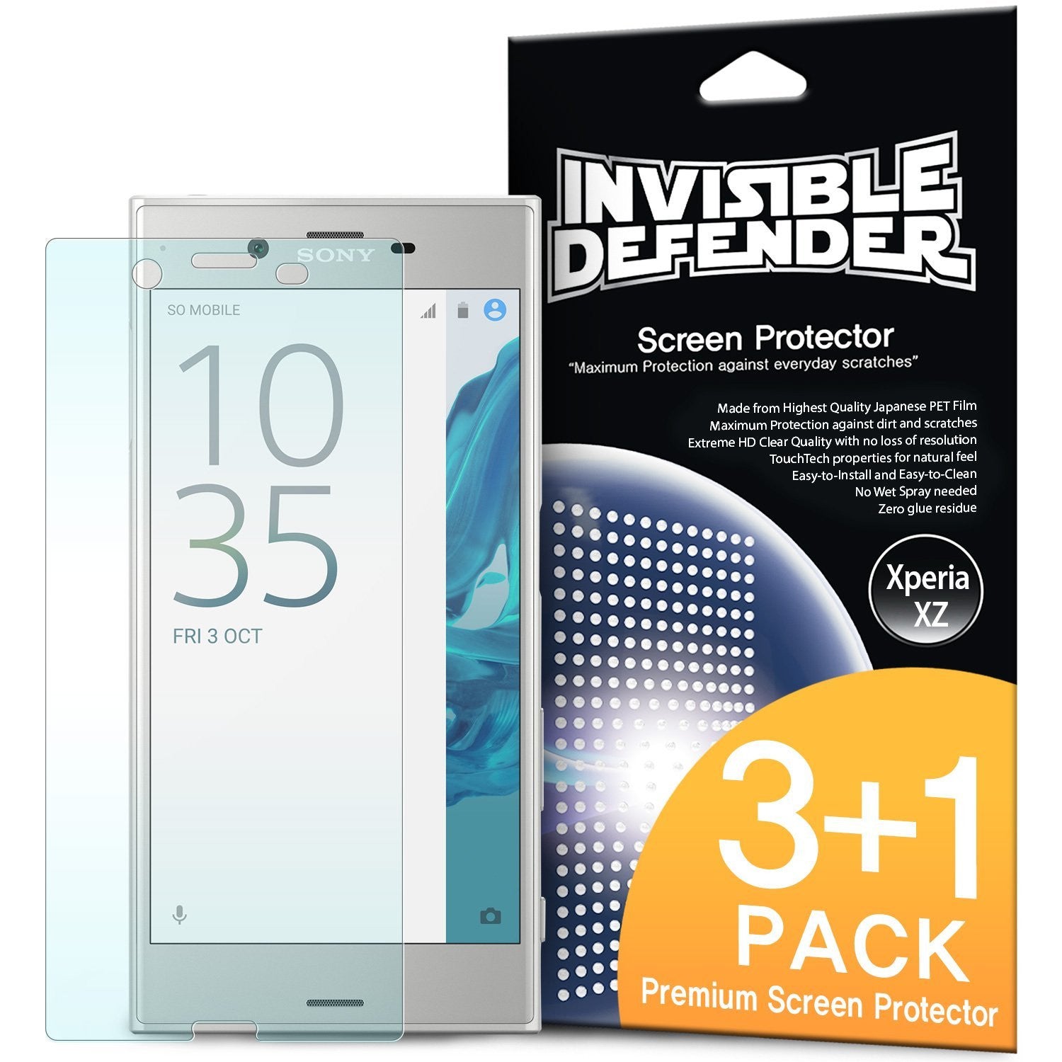 sony xperia xz ringke invisible defender 3 1 pack screen protector