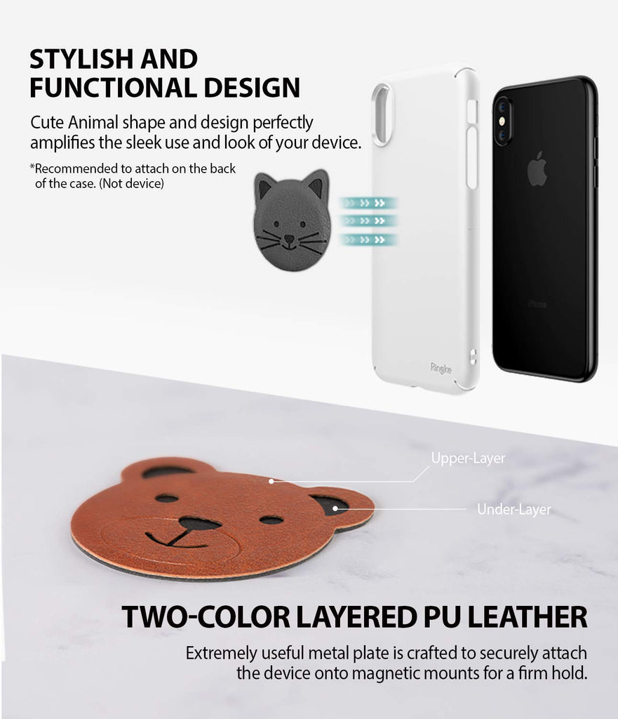 ringke magnetic character metal plate kit animal edition stylish and functional design with two color layered pu leather