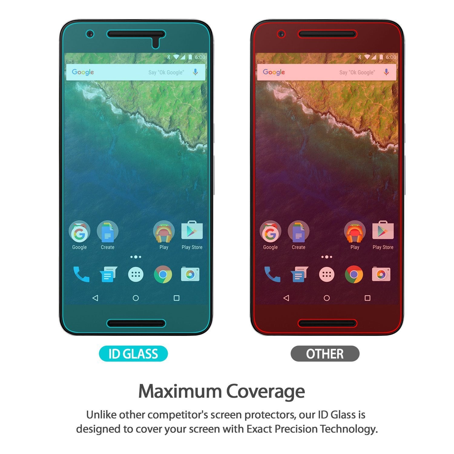 ringke tempered glass invisible defender screen protector for google nexus 6p main maximum coverage