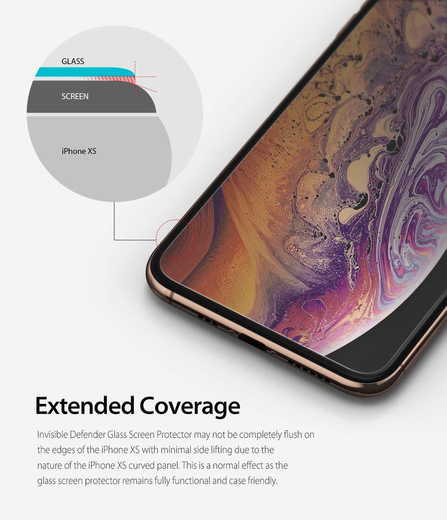 ringke invisible defender for iphone xs tempered glass screen protector extended coverage