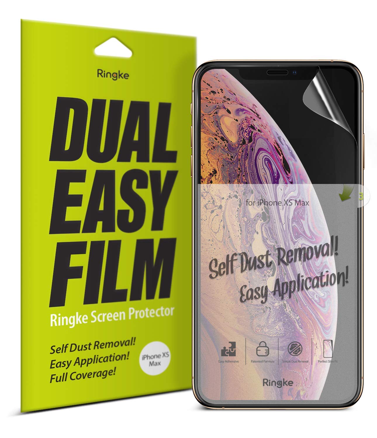 ringke dual easy film screen protector for iphone xs max