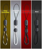 ringke paracord lanyard finger strap comes in 4 colors Green Camouflage, Checkered Gray, Black Ruby, and Black