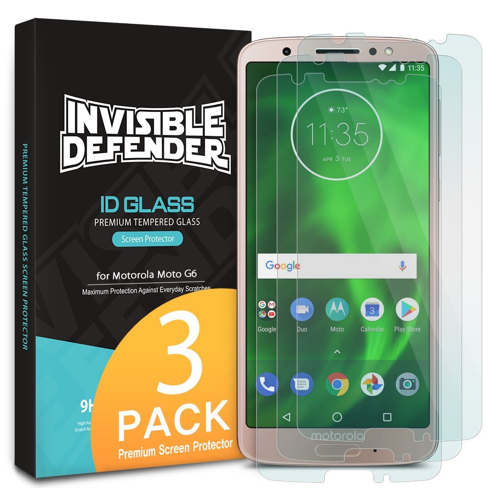 moto g6 invisible defender tempered glass screen protector