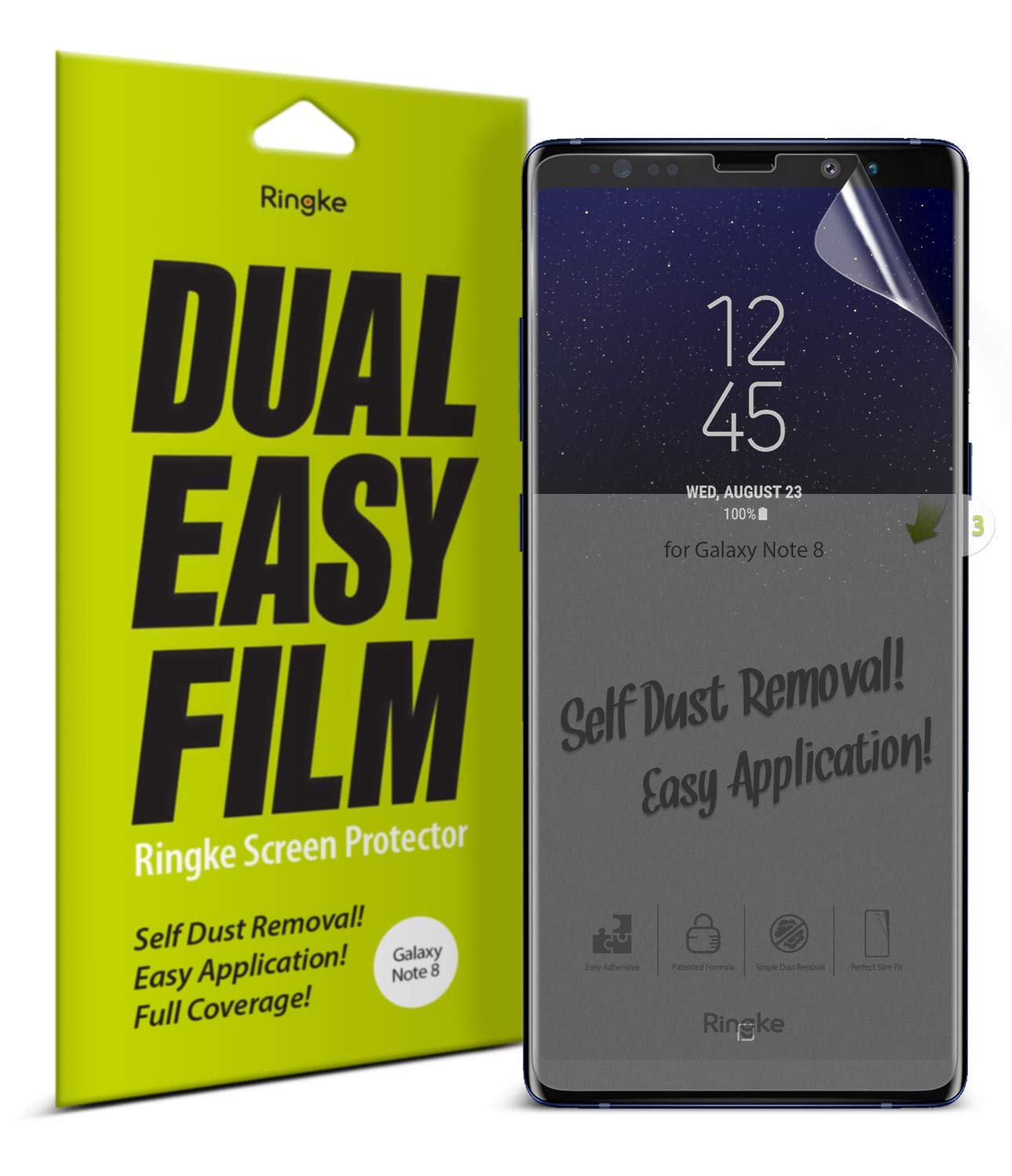 galaxy note 8 dual easy full cover screen protector 2 pack