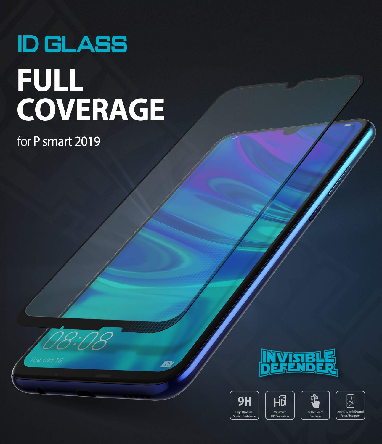 huawei p smart 2019 invisible defender glass full coverage screen protector