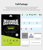 Galaxy Note 9 [INVISIBLE DEFENDER] Full Coverage Screen Protector - Package contents including three films, cloth, and tools.