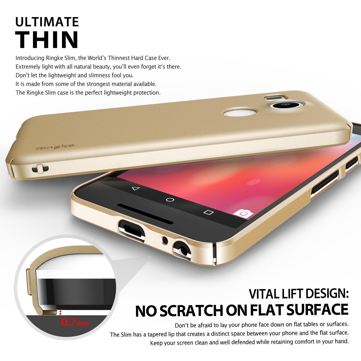 ringke slim thin lightweight hard pc back case cover for google nexus 5x main ultimate thin
