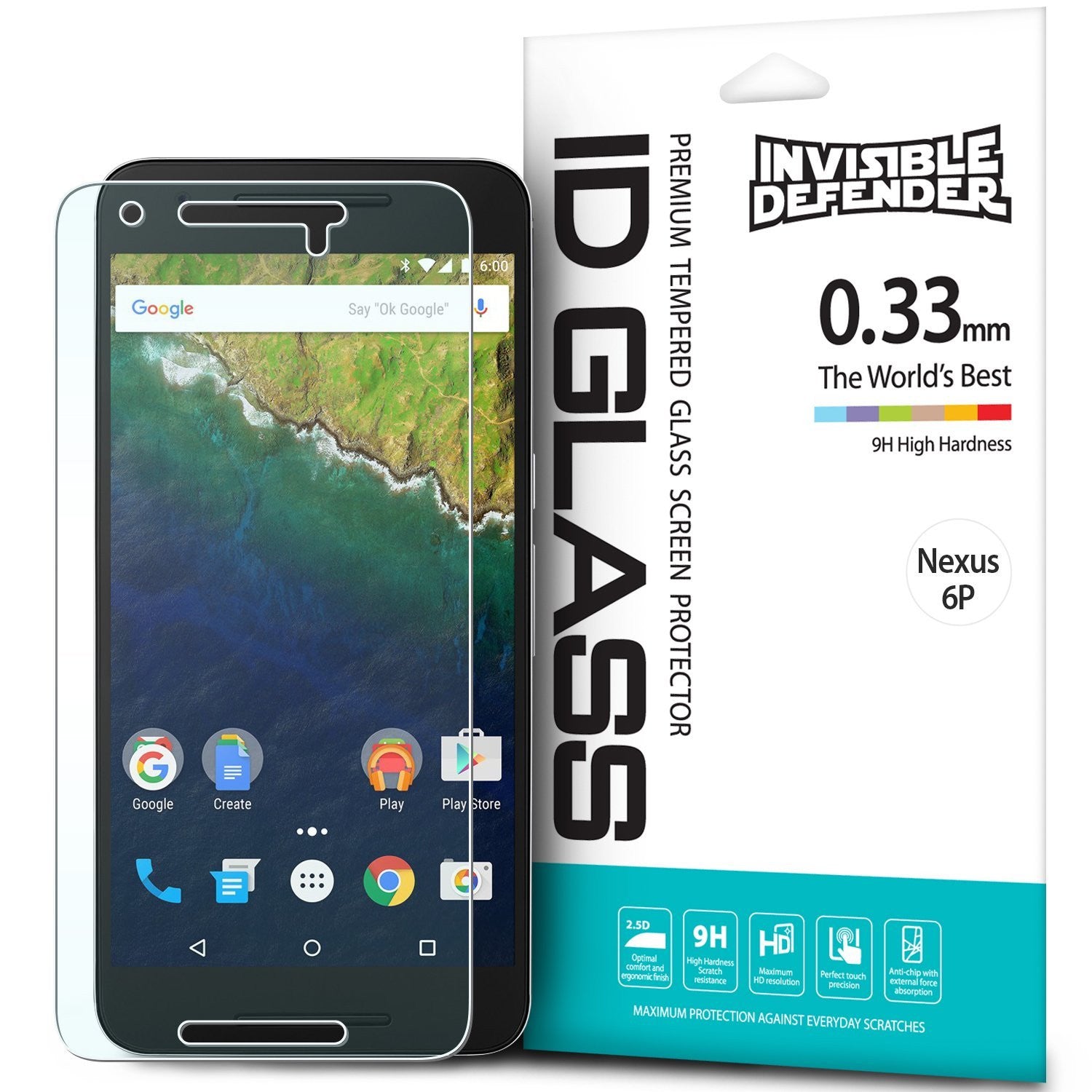 ringke tempered glass invisible defender screen protector for google nexus 6p main