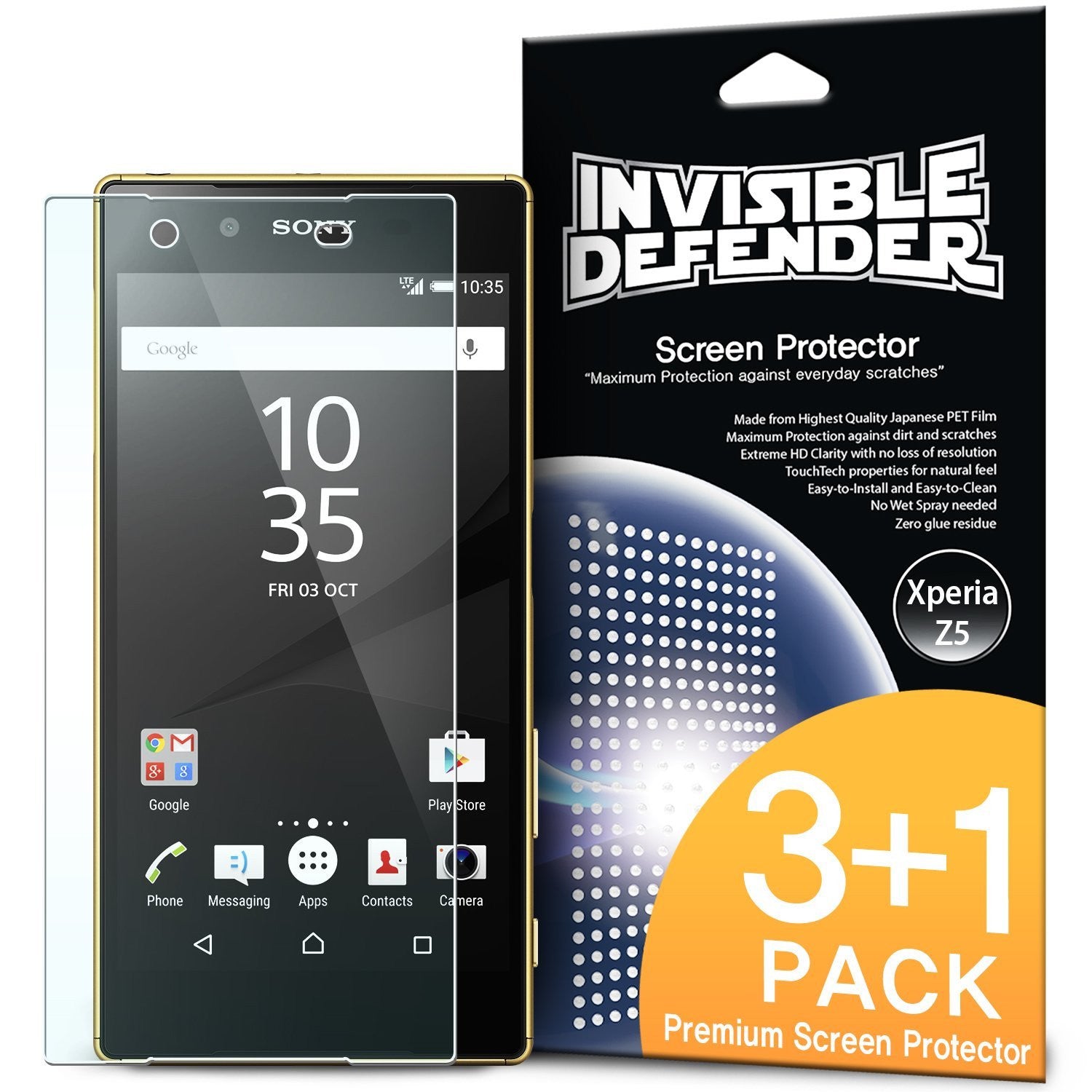 xperia z5, ringke invisible defender 3+1 pack screen protector