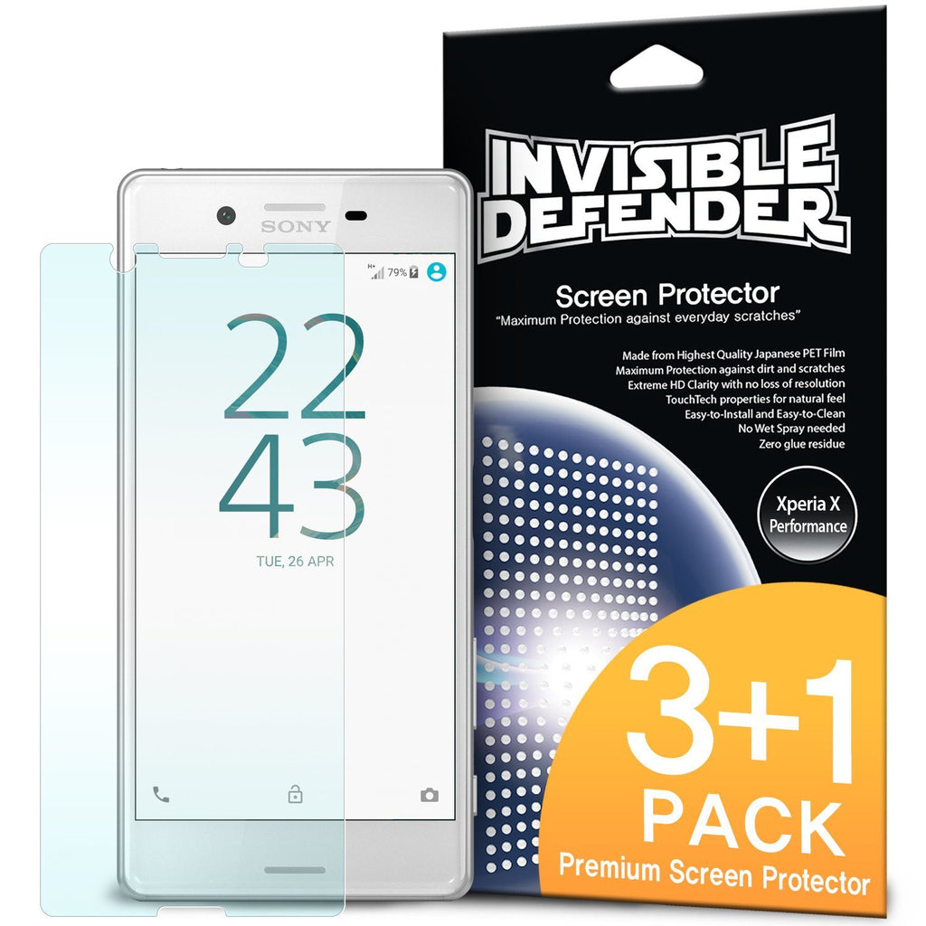 xperia x performance, ringke invisible defender 3+1 pack screen protector