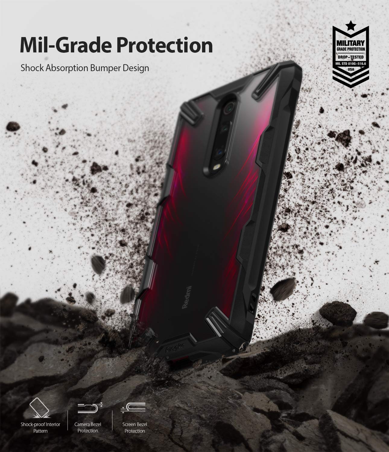 military grade protection - shock absorption bumper design