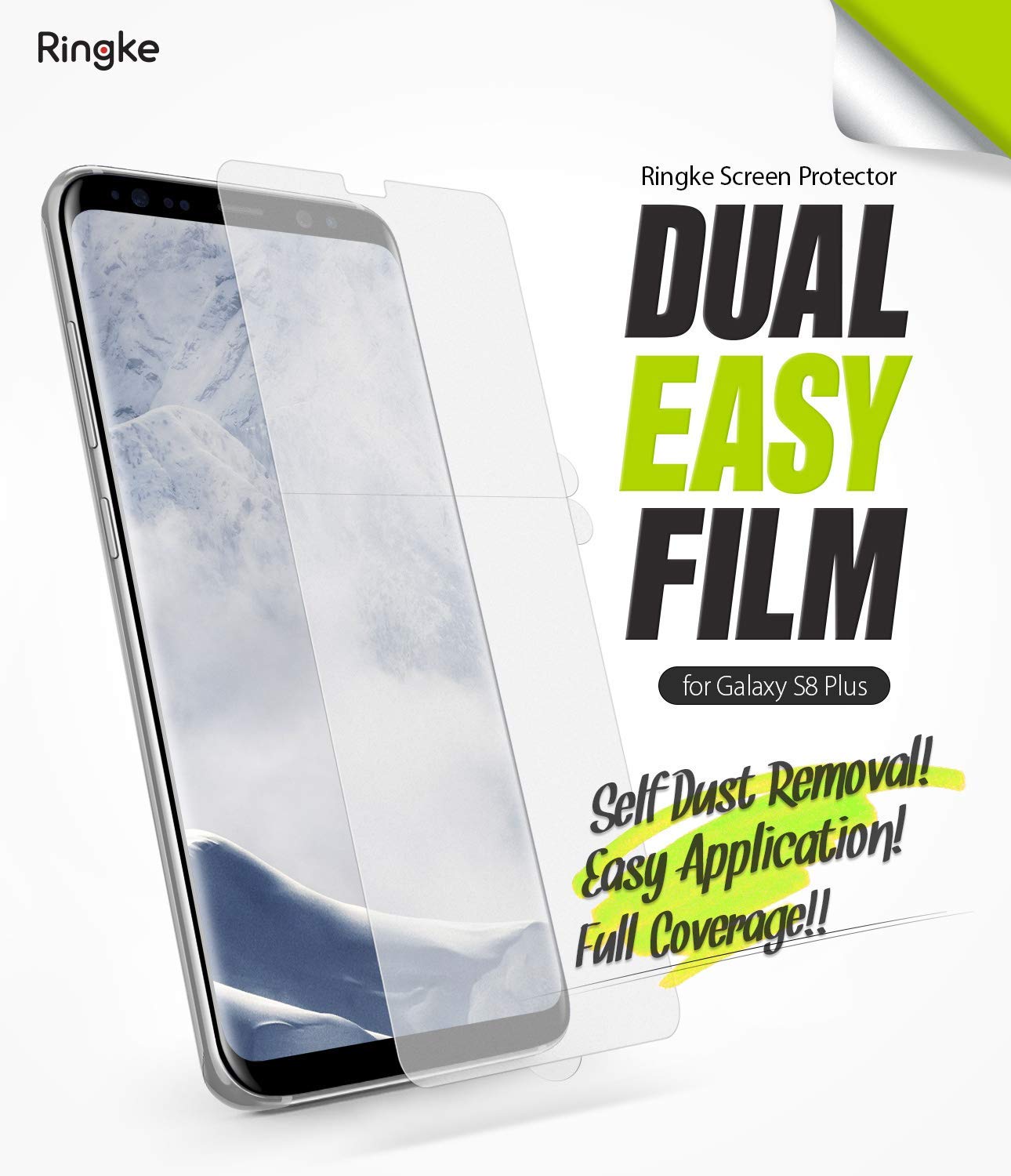 galaxy s8 plus dual easy full cover screen protector 2 pack