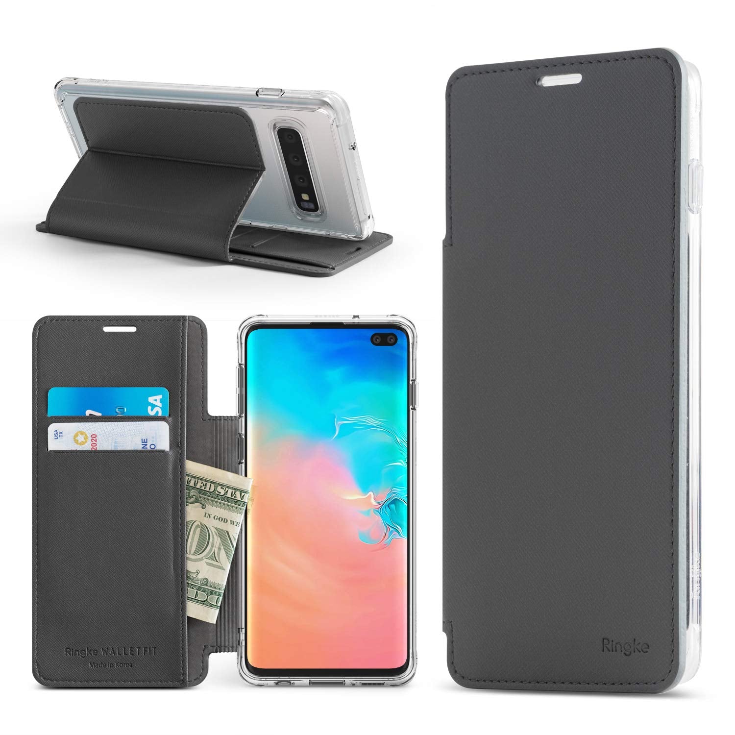 galaxy s10 plus wallet fit case ash gray
