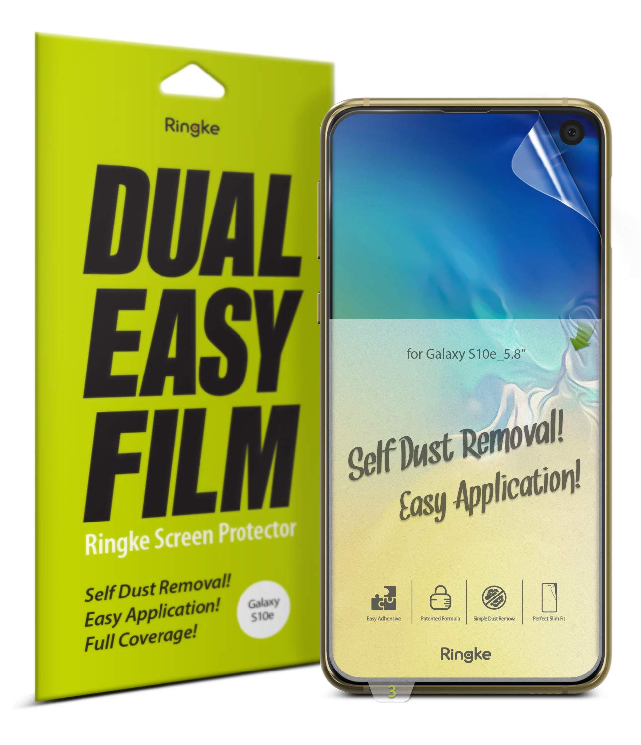 galaxy s10e dual easy full cover screen protector 2 pack