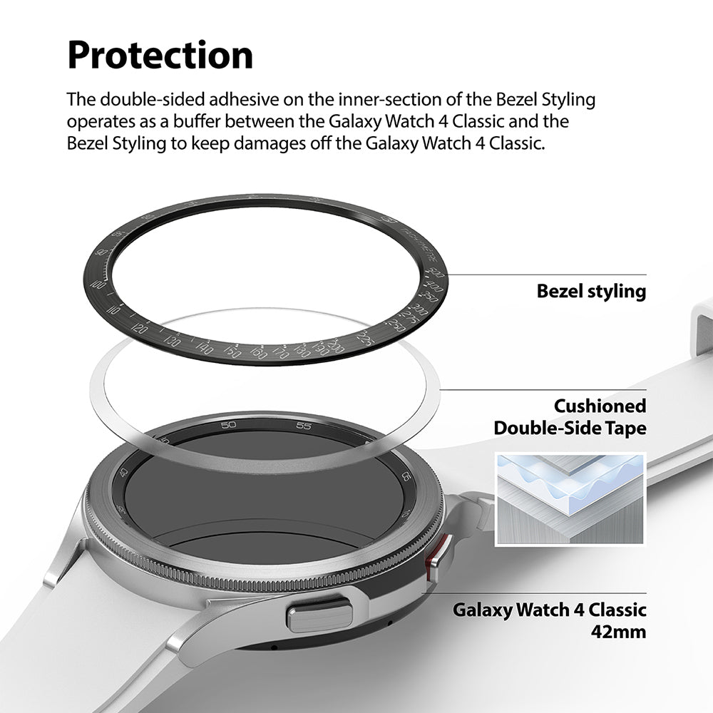 Cushioned double-sided tape keeps damage off the watch