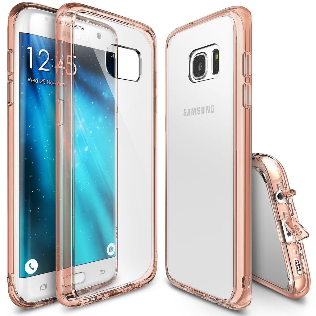 ringke fusion clear transparent back tpu frame cover case for galaxy s7 edge rose gold