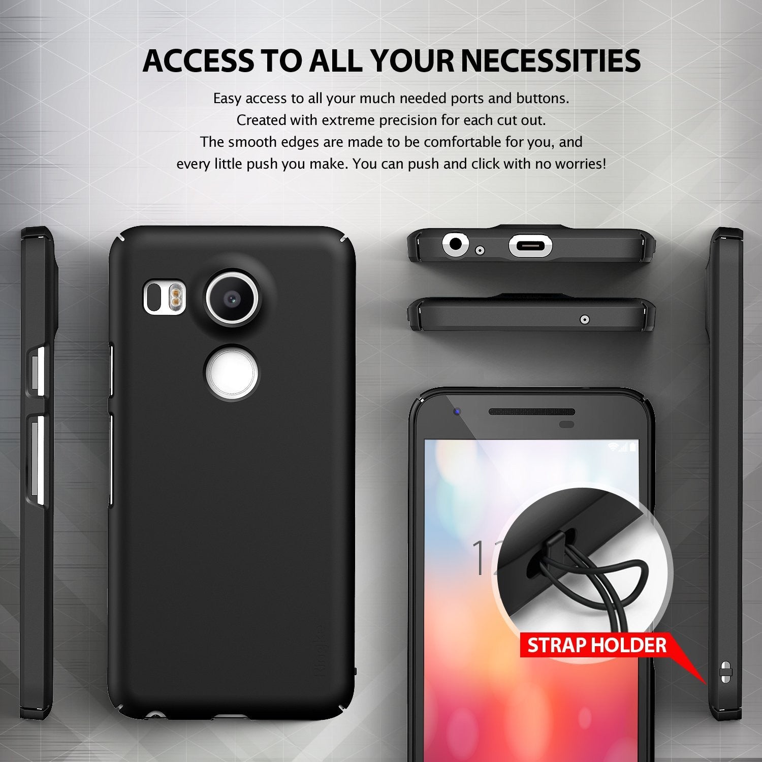 ringke slim thin lightweight hard pc back case cover for google nexus 5x main access to all ports