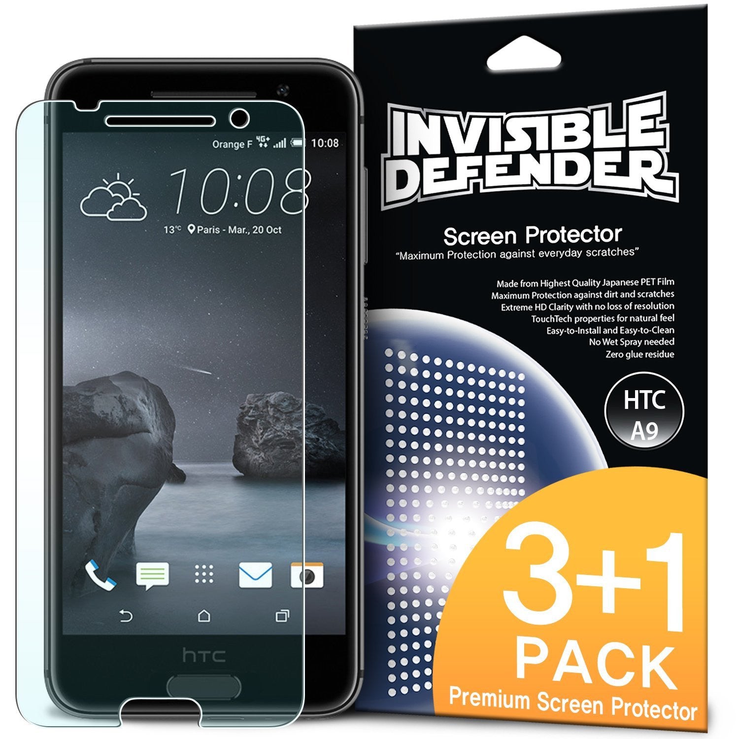 htc one a9 invisible defender 3+1 pack