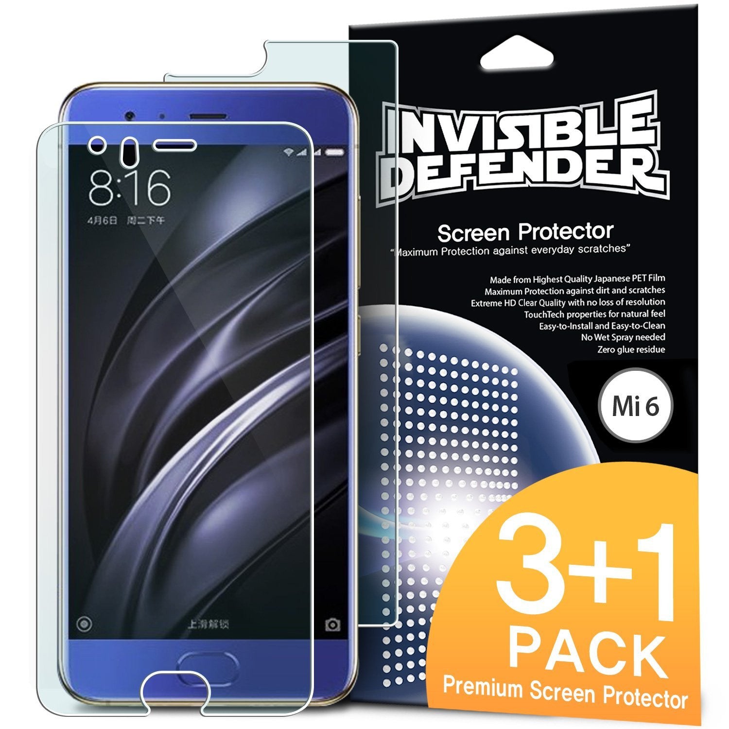 xiaomi mi6 ringke invisible defender 4 pack hd clearness screen protector