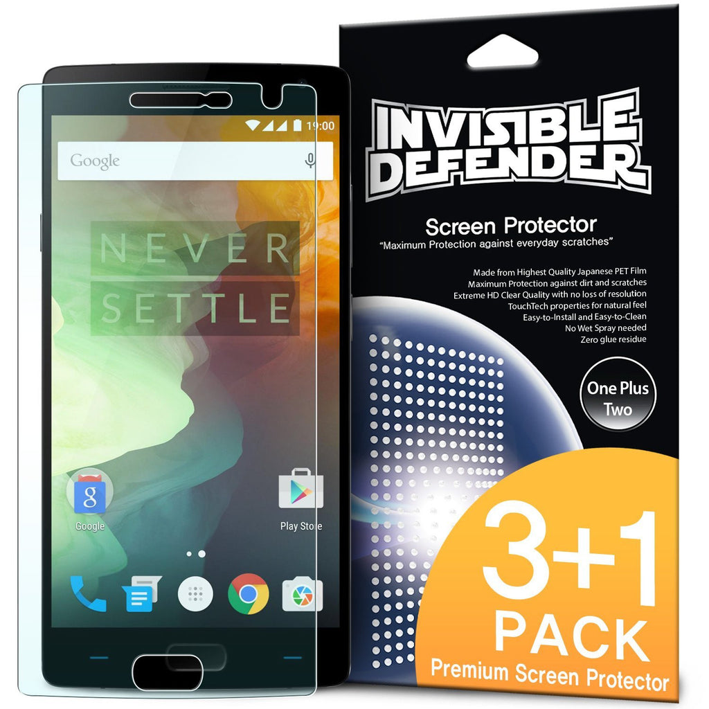 oneplus 2, ringke invisible defender 3+1 pack screen protector