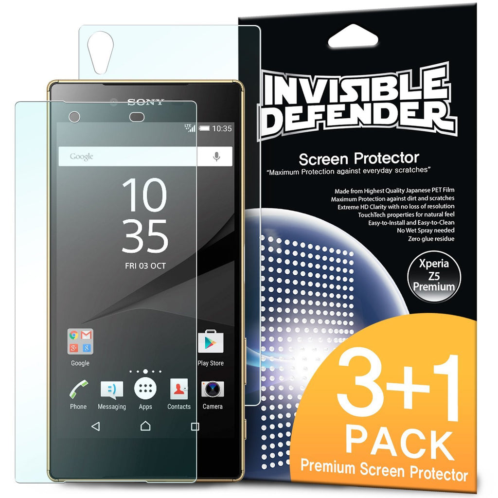 xperia z5 premium, ringke invisible defender 3+1 pack screen protector