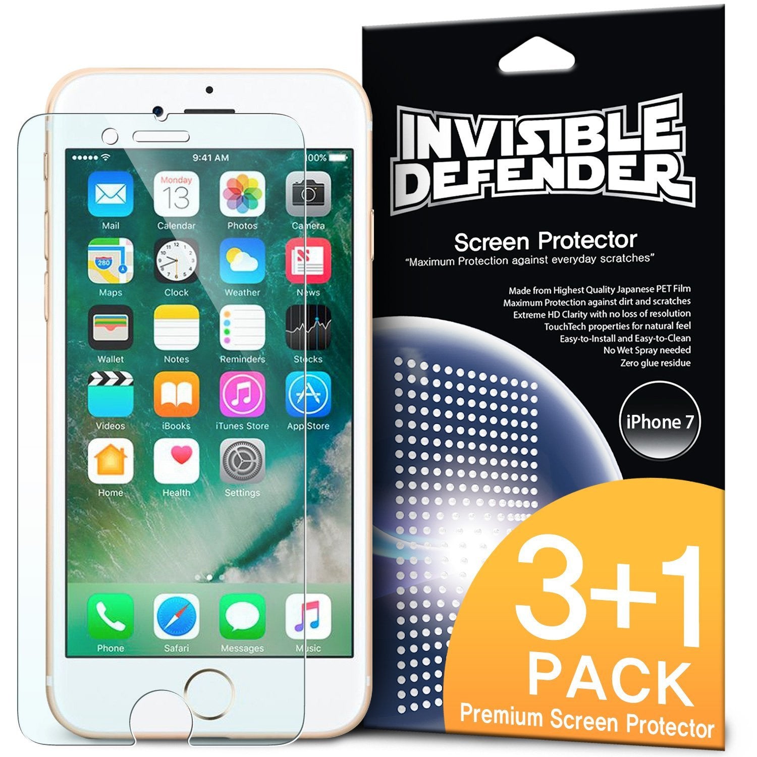 ringke invisible defender screen protector film for iphone 7 plus 8 plus main 4 pack