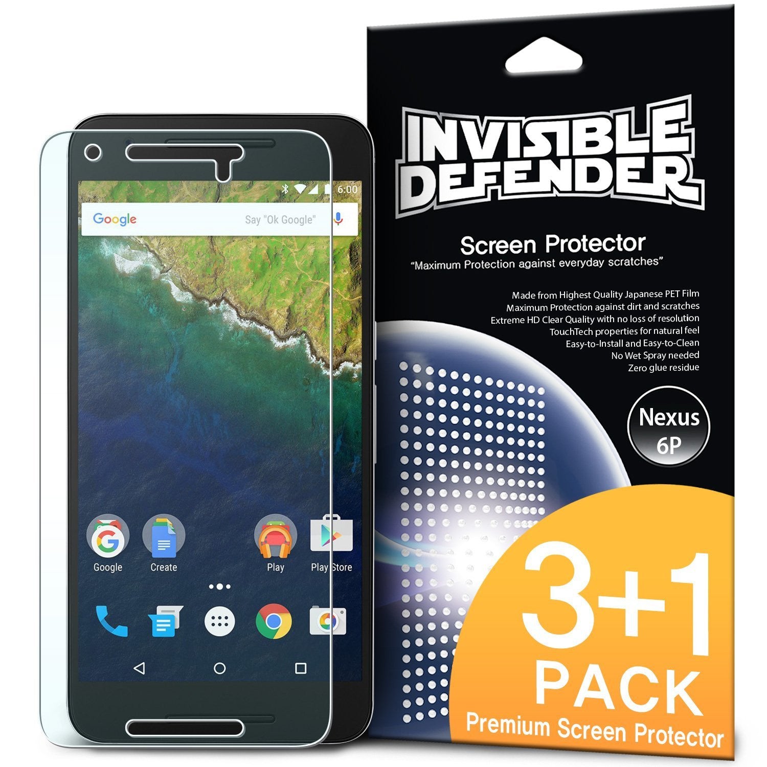 ringke invisible defender film screen protector for google nexus 6p main