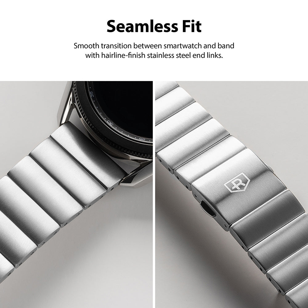 smooth transition between smartwatch and band with hairline finish stainless steel end links