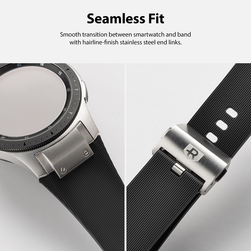 smooth transition between smartwatch and band with hairline finish stainless steel end links