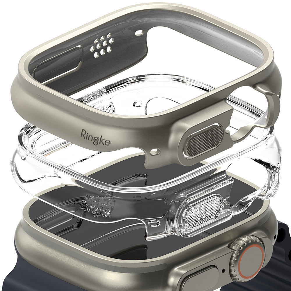 Apple Watch Ultra 2 / 1 Case | Slim - Clear & Titanium Gray