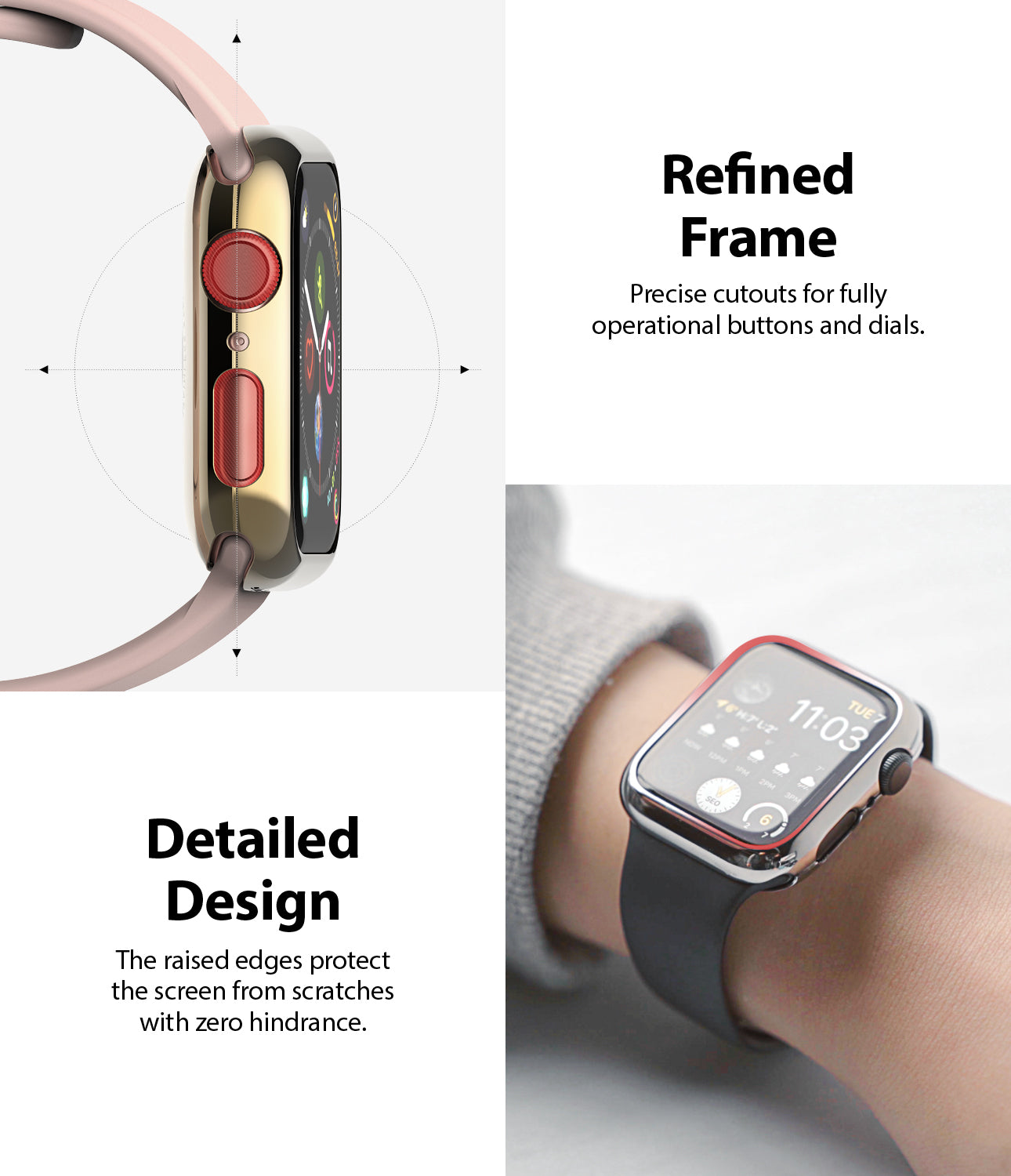 refined frame with precise cutouts / detailed design with raised edge