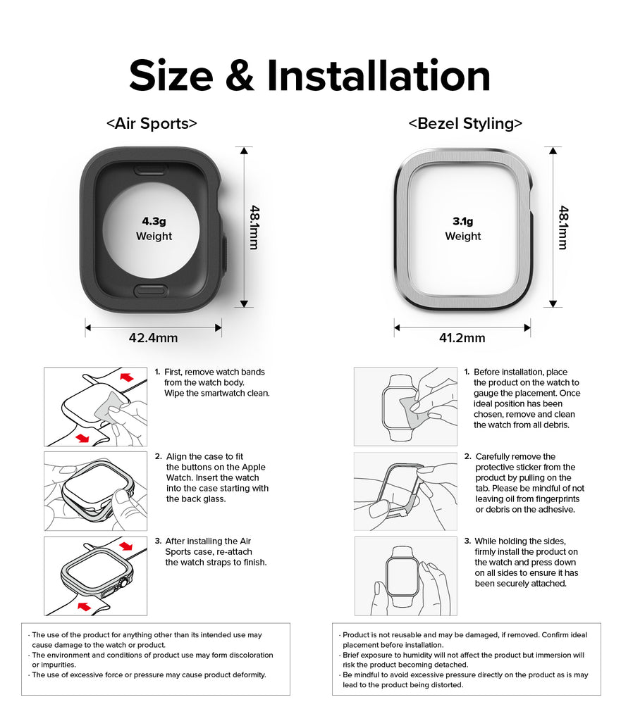 Apple Watch Series 8 / 7 (41mm) / 6 / SE / 5 / 4 (40mm) | Air Sports (Black) + Bezel Styling 30 (Silver)