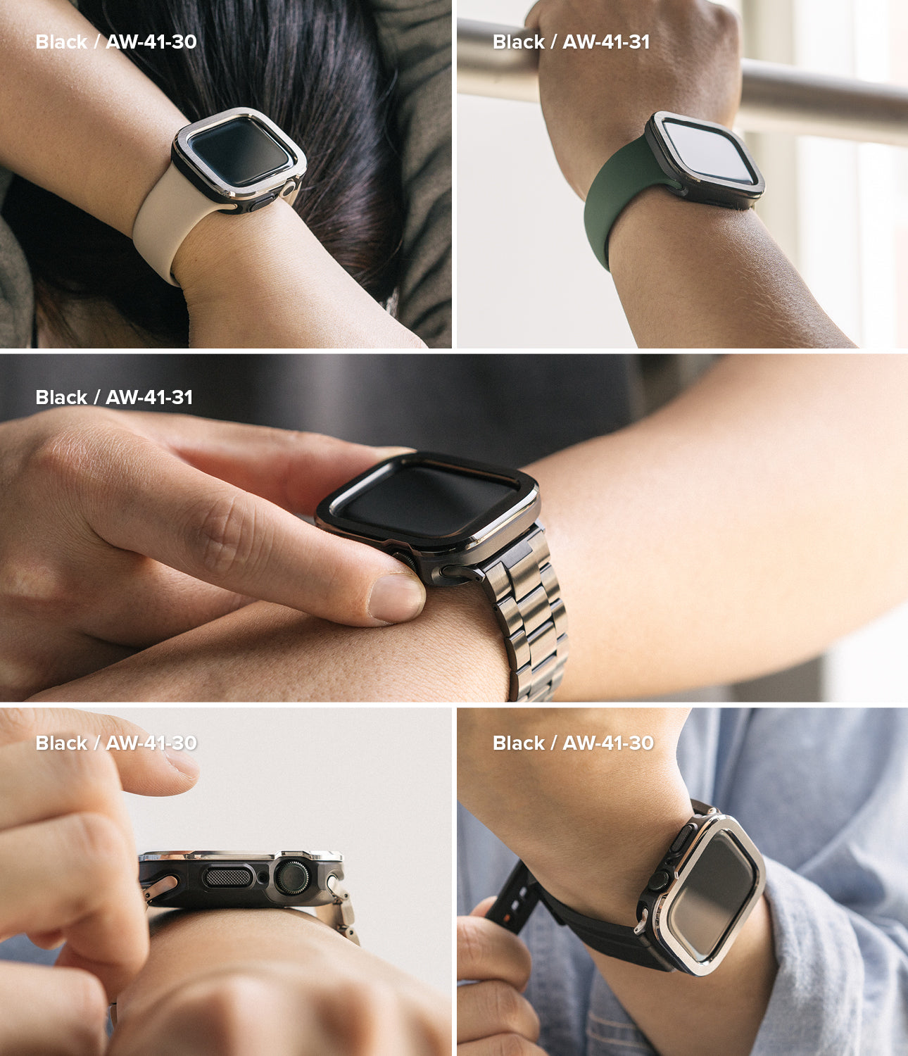 Apple Watch Series (41mm / 40mm) | Air Sports (Black) + Bezel Styling 30 (Silver)-Lifestyle