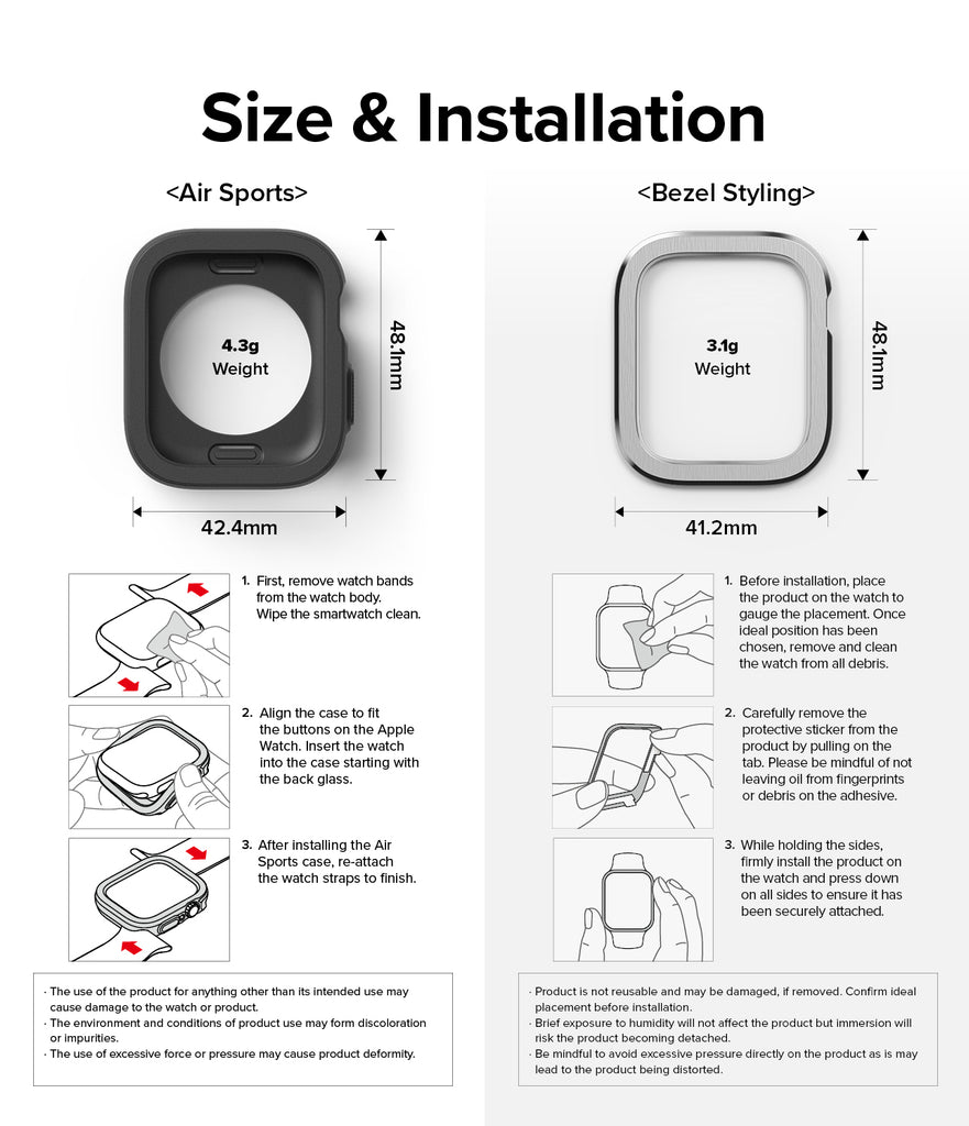 Apple Watch Series 8 / 7 (45mm) / 6 / SE / 5 / 4 (44mm) | Air Sports (Black) + Bezel Styling 30 (Silver)