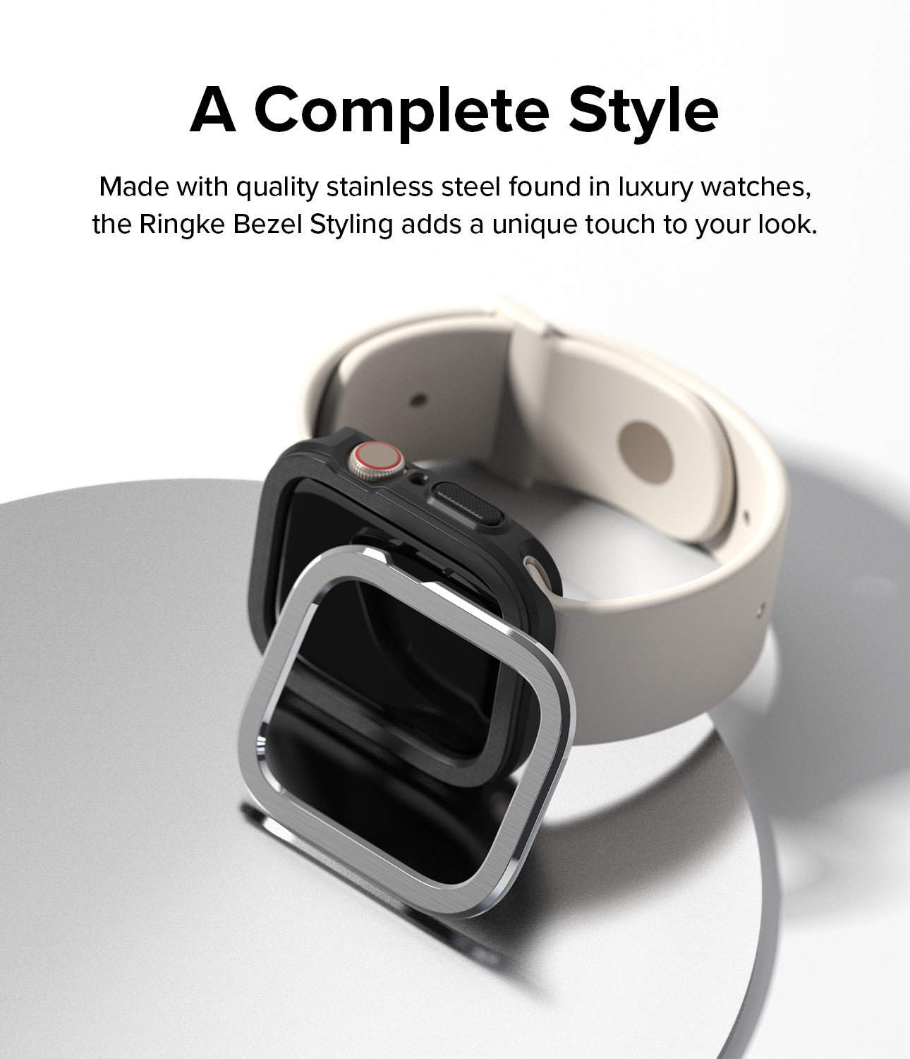 Apple Watch Series (45mm / 44mm) | Air Sports (Black) + Bezel Styling 30 (Silver)-A Complete Style