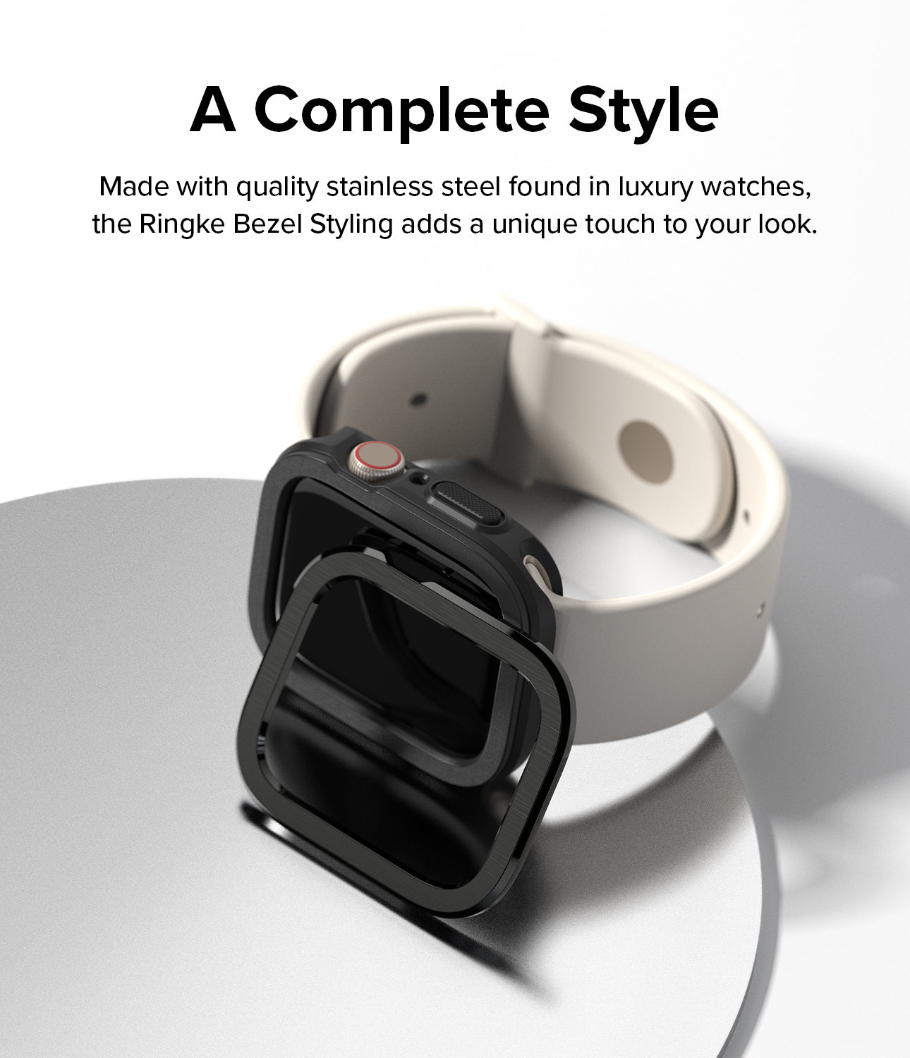 Ringke Apple Watch Series 45mm 44mm Air Sports Black Bezel Styling Silver