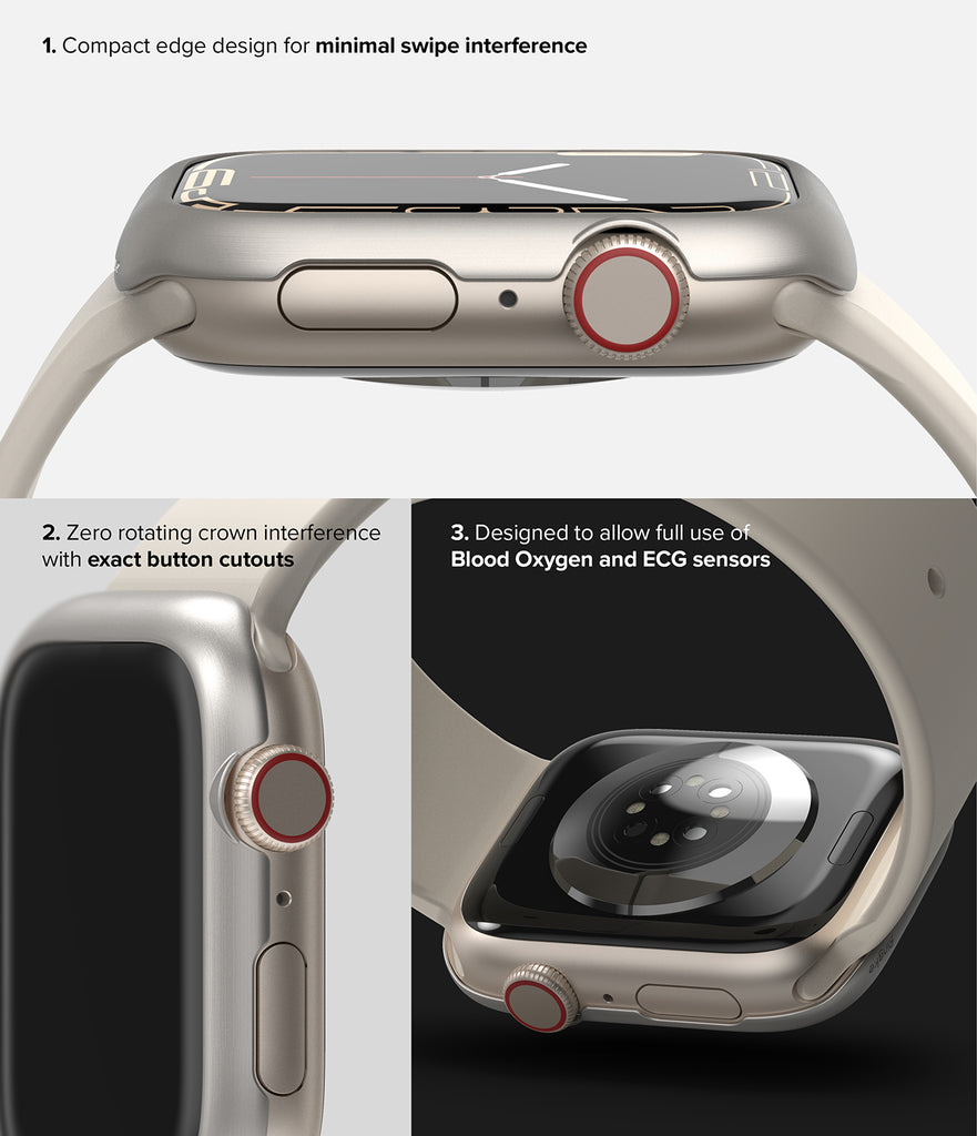 Apple Watch Series 41mm | Ringke Bezel Styling - Silver (41-09)-Minimal Swipe Interference. Exact Button Cutouts. Blood Oxygen and ECG Sensors