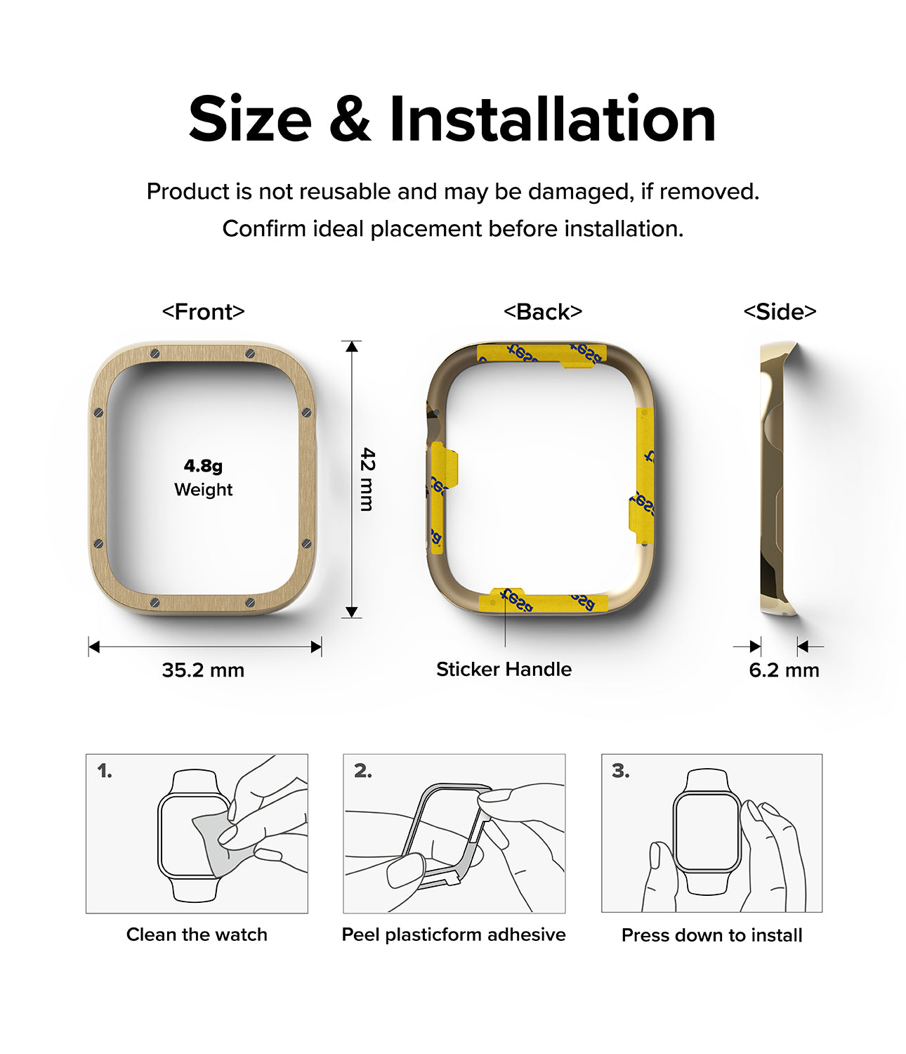 Apple Watch Series 41mm | Bezel Styling 41-41 | Hairline Gold (Bolts Design)-Size and Installation