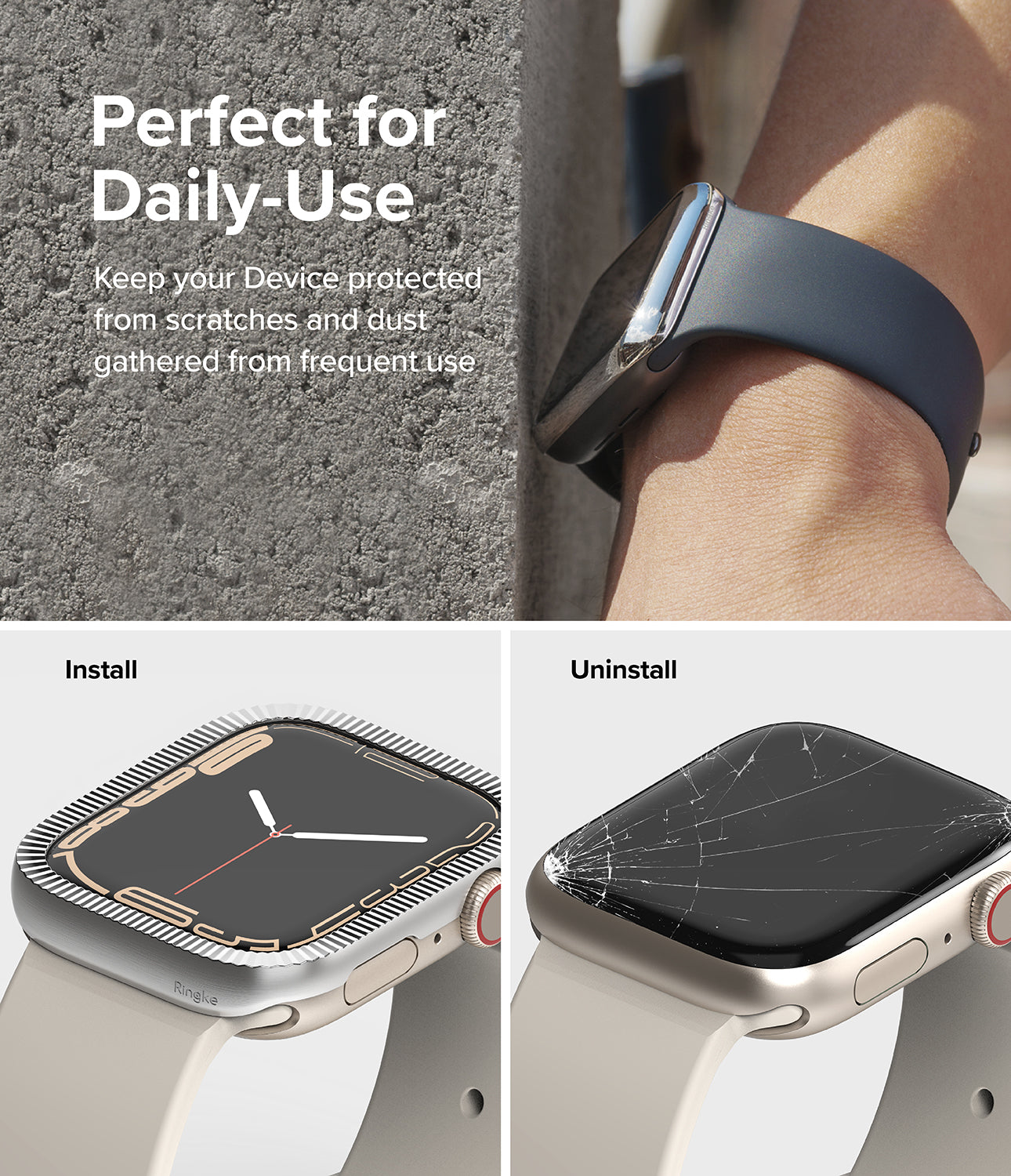 Apple Watch Series 41mm | Bezel Styling 41-42 | Matte Curve Silver-Perfect For Daily-Use