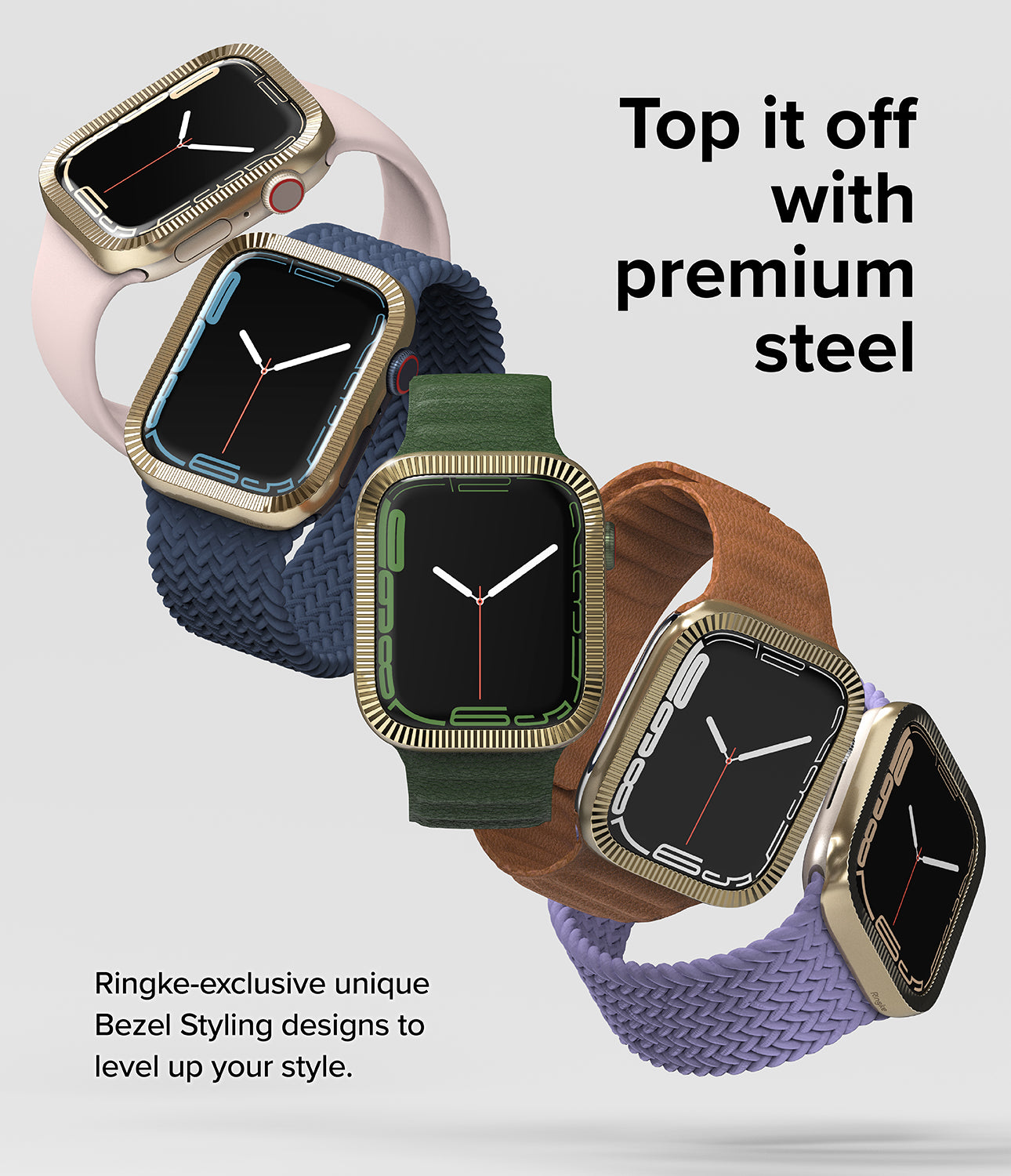 Apple Watch Series 41mm | Bezel Styling 41-43 | Matte Curve Gold-Premium Steel