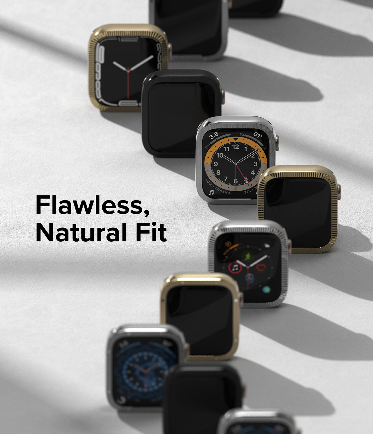 Apple Watch Series (45mm) | Bezel Styling 45-40 | Hairline Silver (Bolts Design)-Flawless Natural Fit