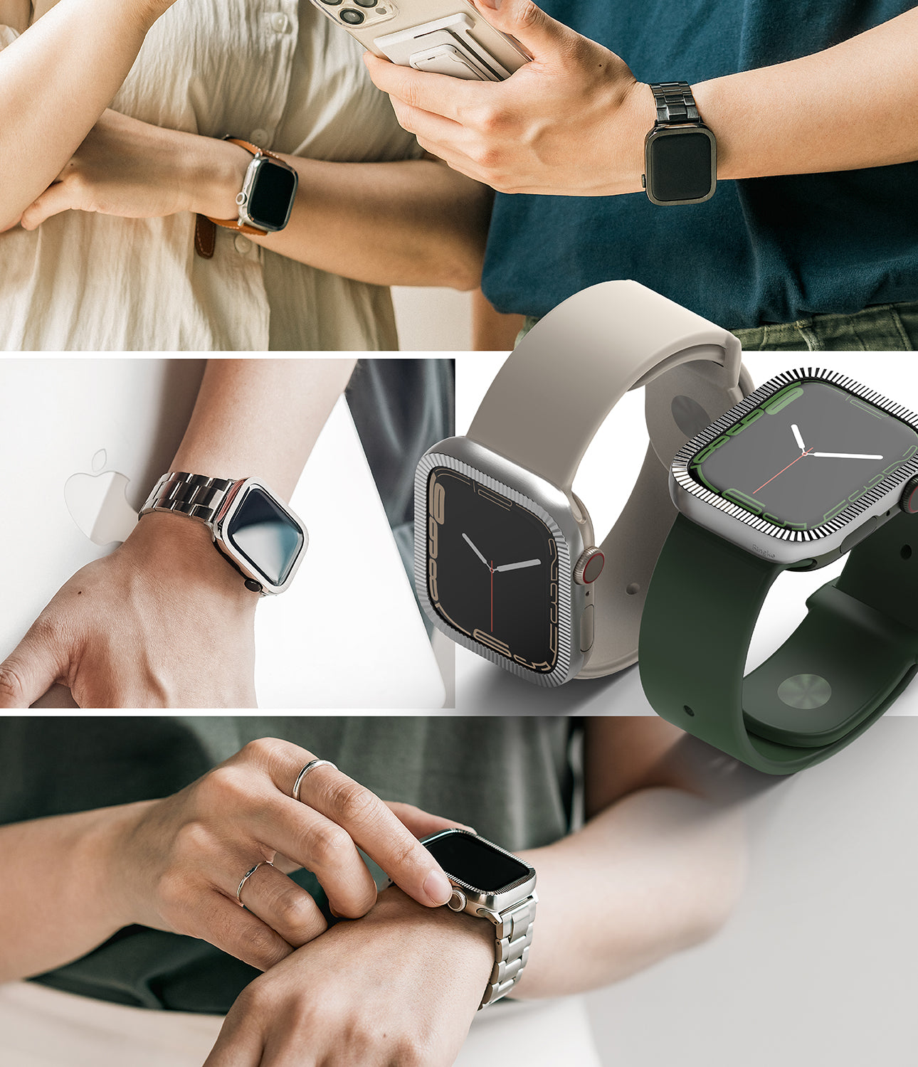 Apple Watch Series (45mm) | Bezel Styling 45-42 | Matte Curve Silver-Lifestyle