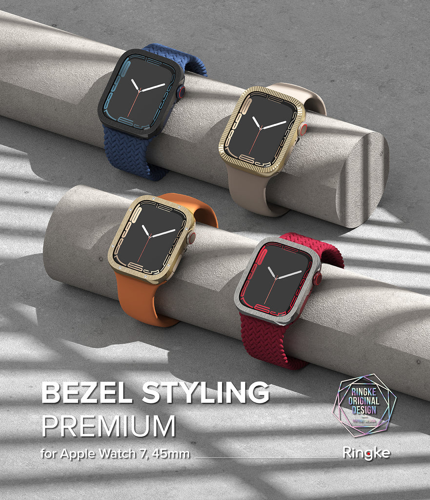 Apple Watch Series (45mm) | Bezel Styling 45-51 | Hairline Black (Plain Pattern)-Premium By Ringke