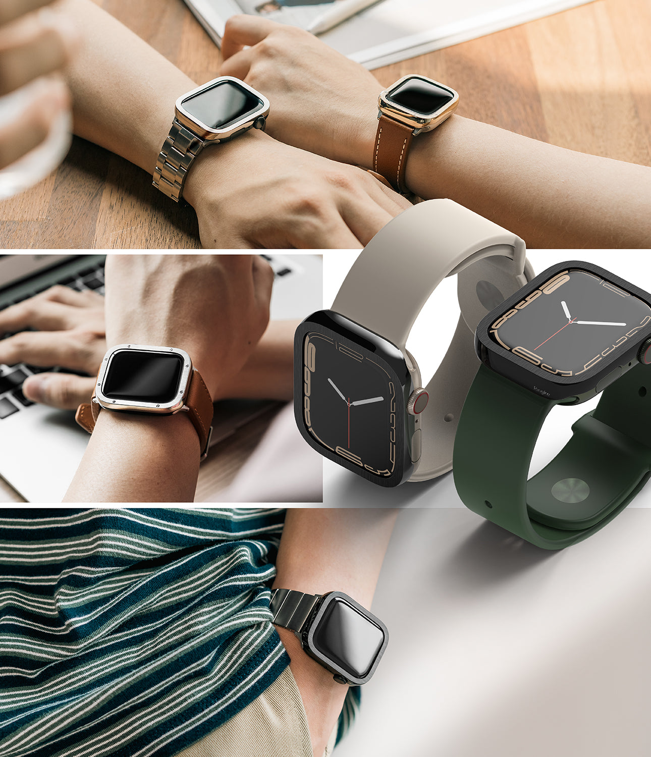 Apple Watch Series (45mm) | Bezel Styling 45-51 | Hairline Black (Plain Pattern)-Lifestyle