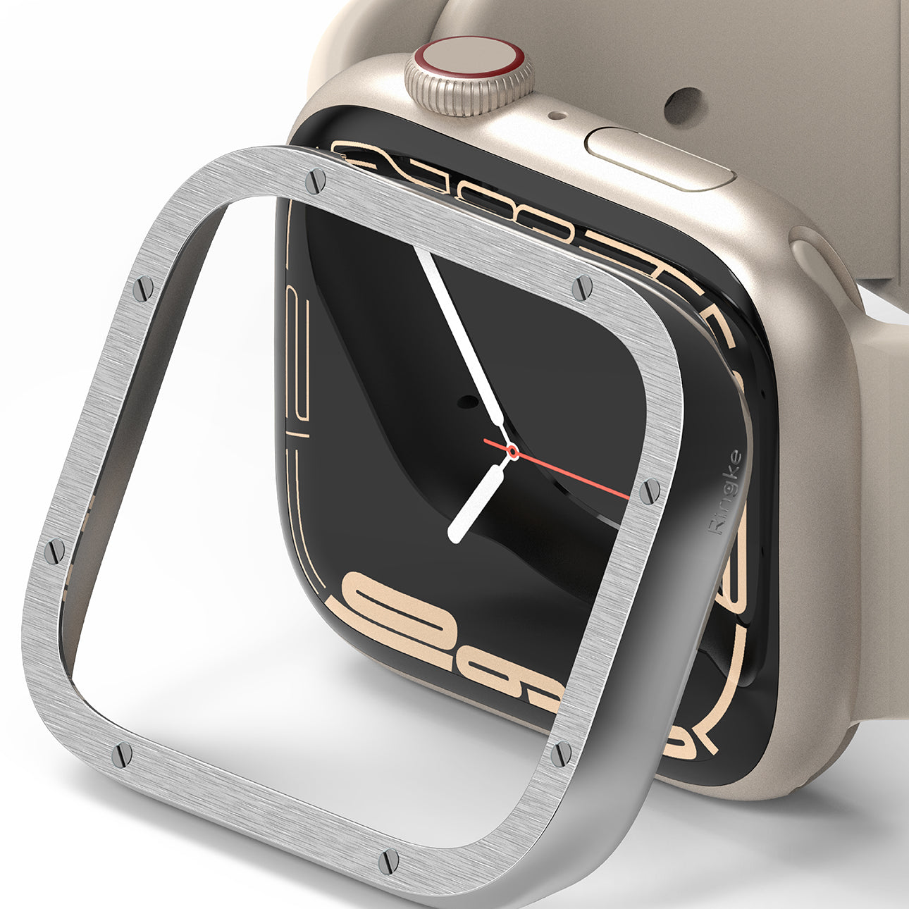 Apple Watch Series (45mm) | Bezel Styling 45-40 | Hairline Silver (Bolts Design)