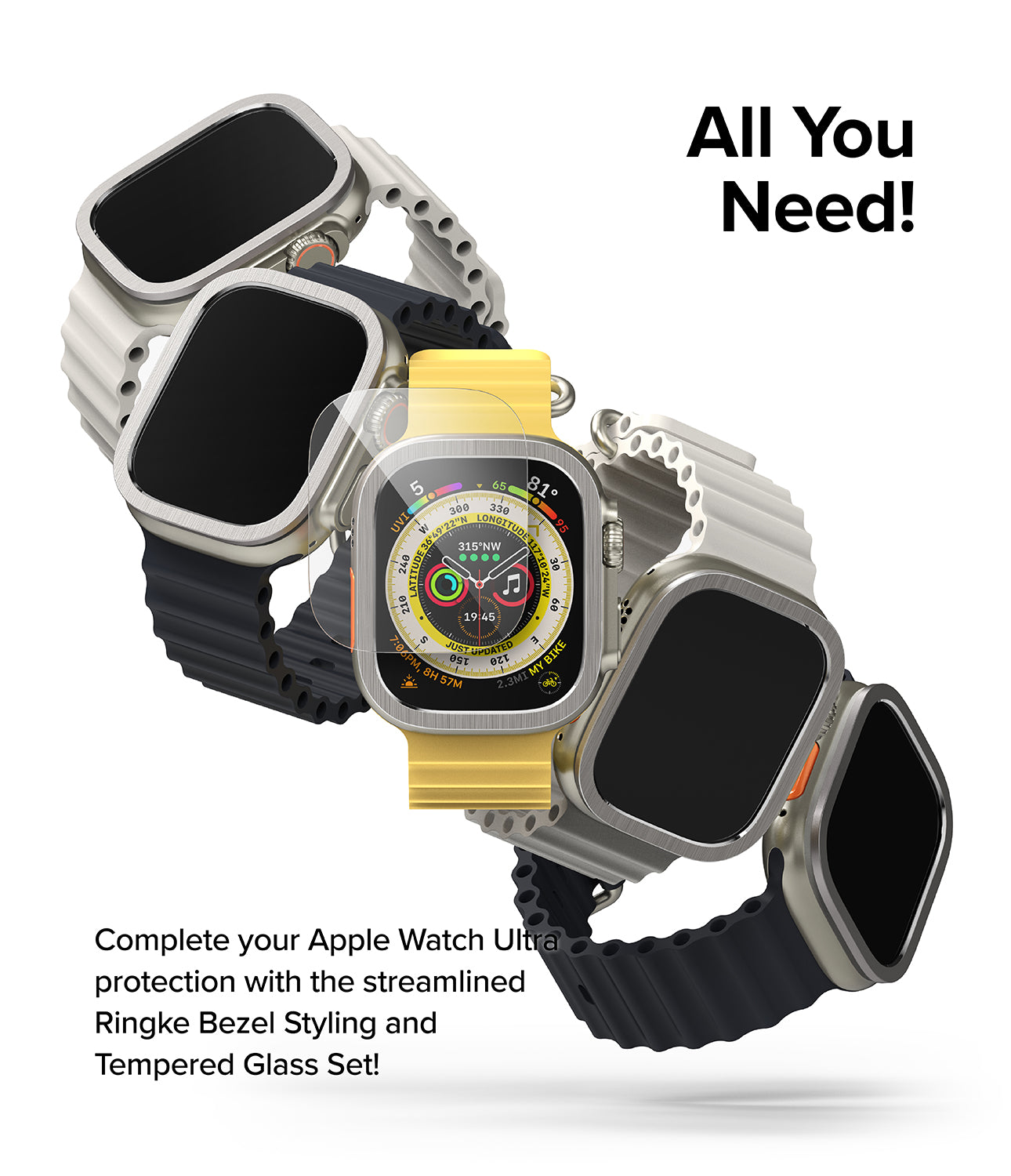 All You Need! Complete your Apple Watch Ultra protection with the streamlined Ringke Bezel Styling and Tempered Glass set! 