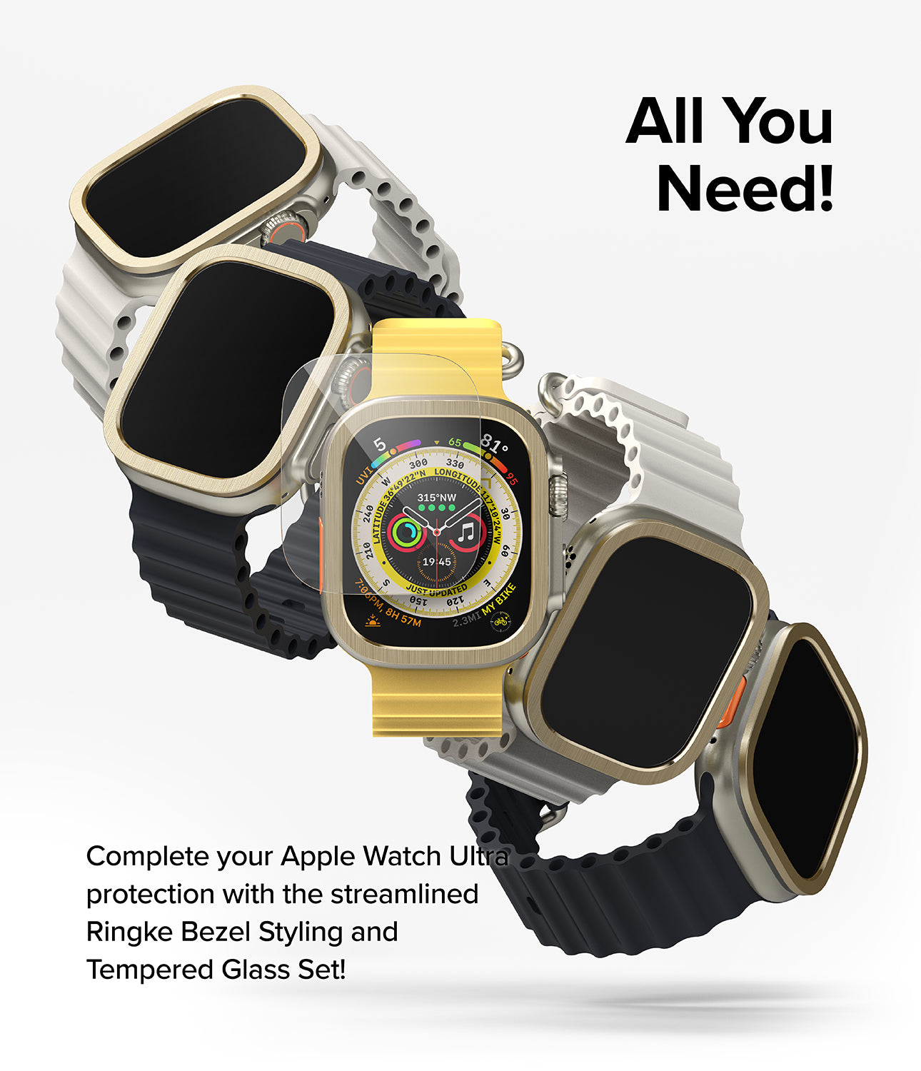 All You Need! Complete your Apple Watch Ultra protection with the streamlined Ringke Bezel Styling and Tempered Glass set!