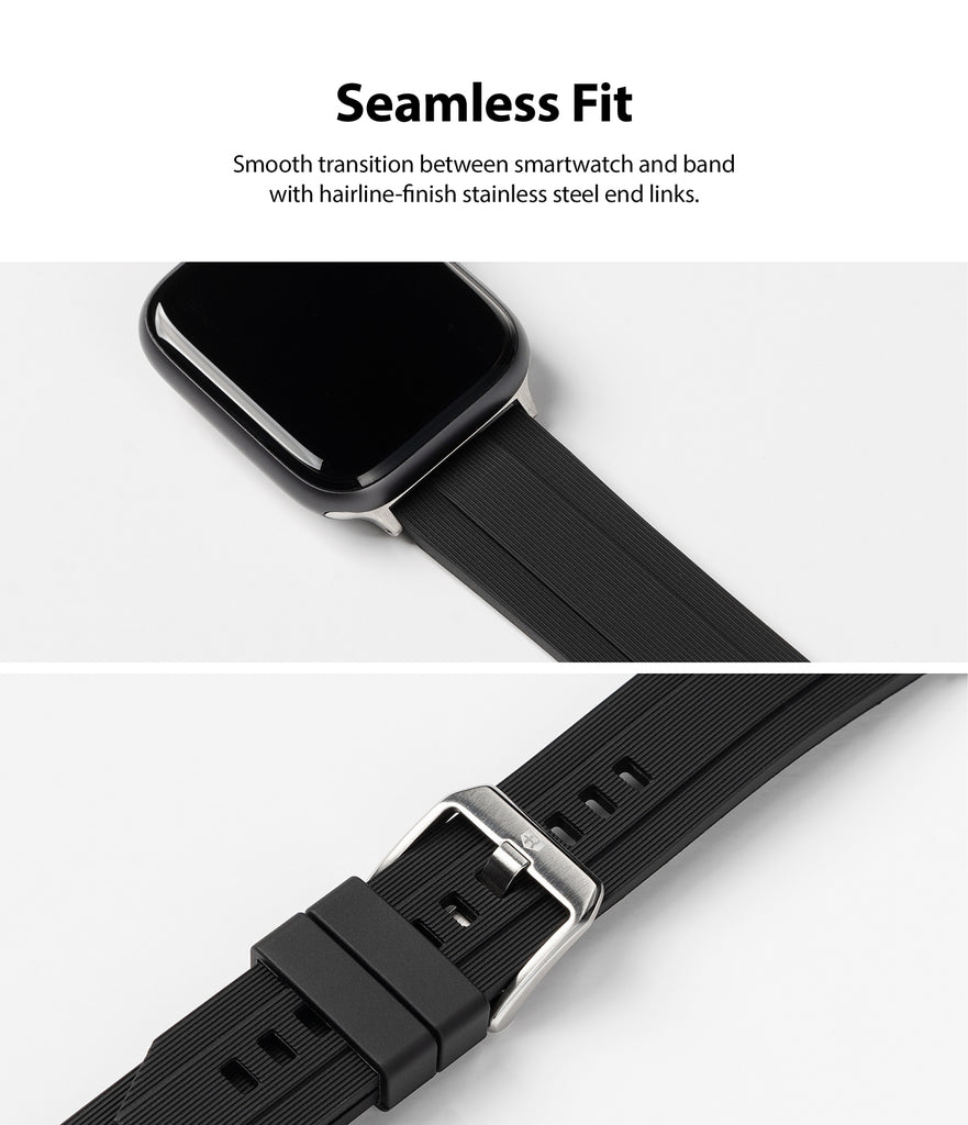 smooth transition between smartwatch and band with hairline-finish steel end links